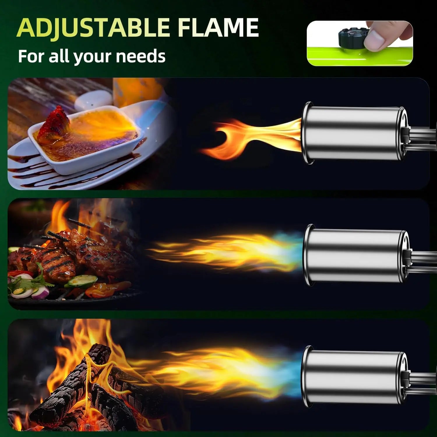 【Dealsforyoudays】Seese Powerful Propane Torch(Propane Tank Not Included),With One-Touch Max Fire Button and Safety Lock, Adjustable Blow Torch for Sous Vide Searing Steak, Bbq,Fireplace,Charcoal Wood