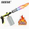 【Dealsforyoudays】Seese Powerful Propane Torch(Propane Tank Not Included),With One-Touch Max Fire Button and Safety Lock, Adjustable Blow Torch for Sous Vide Searing Steak, Bbq,Fireplace,Charcoal Wood