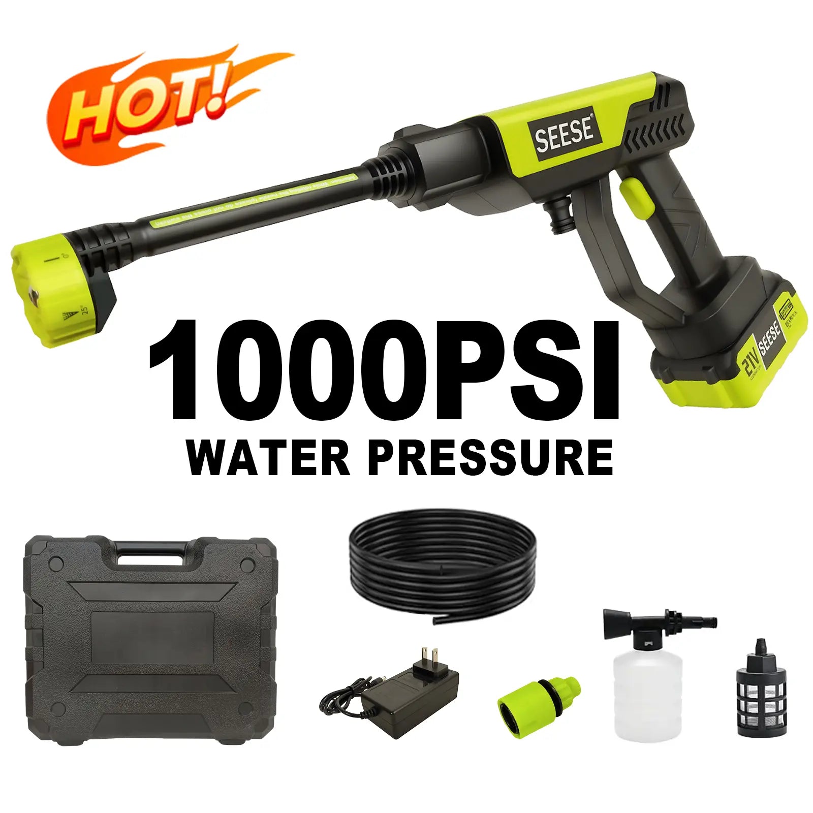 【Dealsforyoudays】Seese Cordless Pressure Washer and Single Port Charger Base, Bottle Portable Washer for Car,Home Cleaning & Garden Watering Fathersdaygift