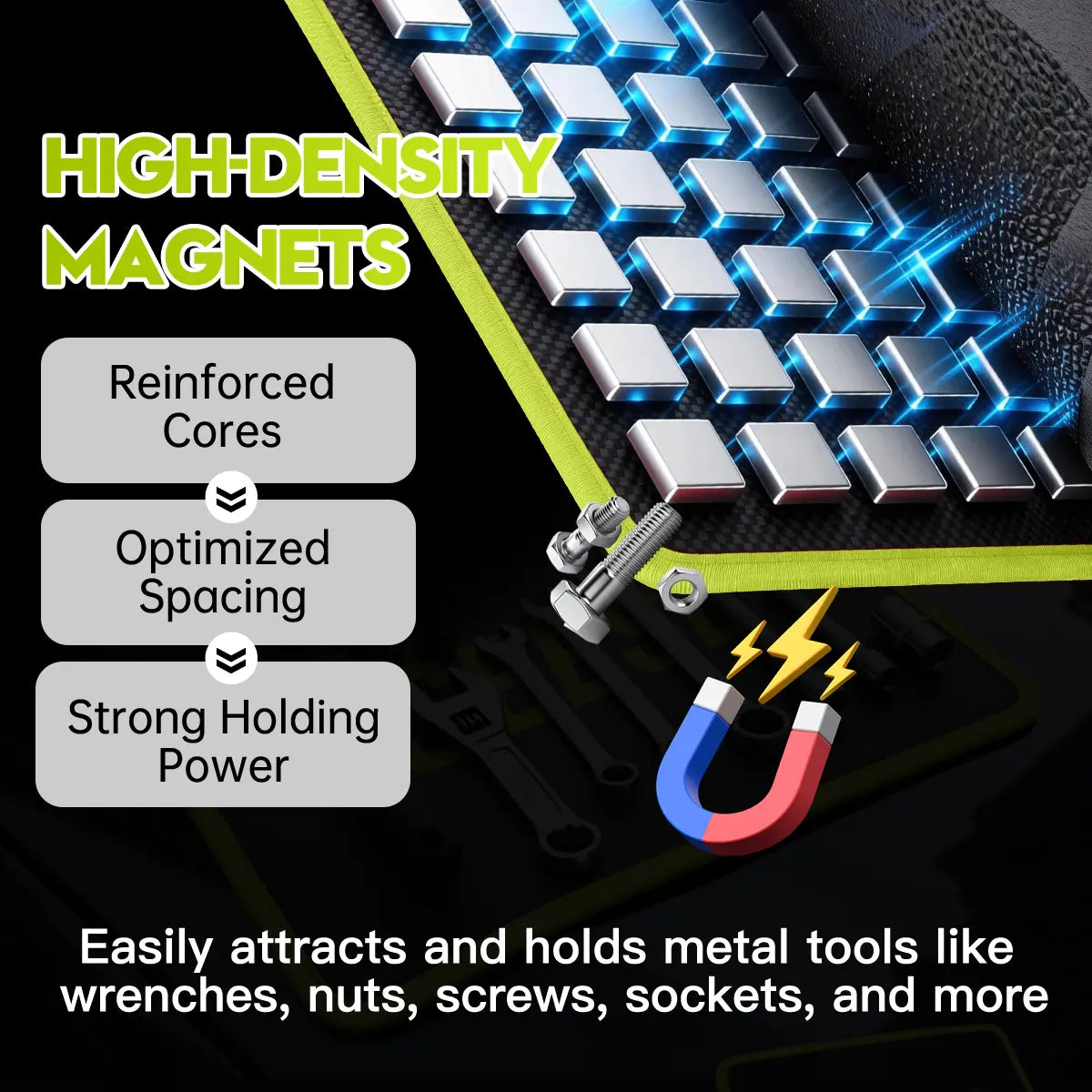 【Dealsforyoudays】Seese 3PC Flexible Magnetic Tool Mat & Tray Holder - Magnetic Tool Tray, Flexible Magnetic Mat, PVC & Non-Slip for Garage Workshop, Auto Repair Tools Fathersdaygiftideas Fathersdaygift