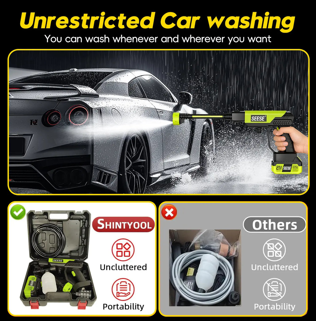 【Dealsforyoudays】Seese Cordless Pressure Washer and Single Port Charger Base, Bottle Portable Washer for Car,Home Cleaning & Garden Watering Fathersdaygift
